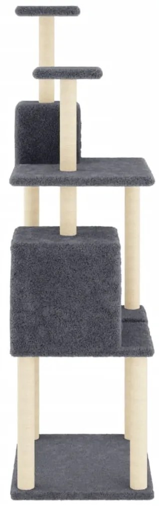 Árvore p/ gatos c/ postes arranhadores sisal 167cm cinza-escuro