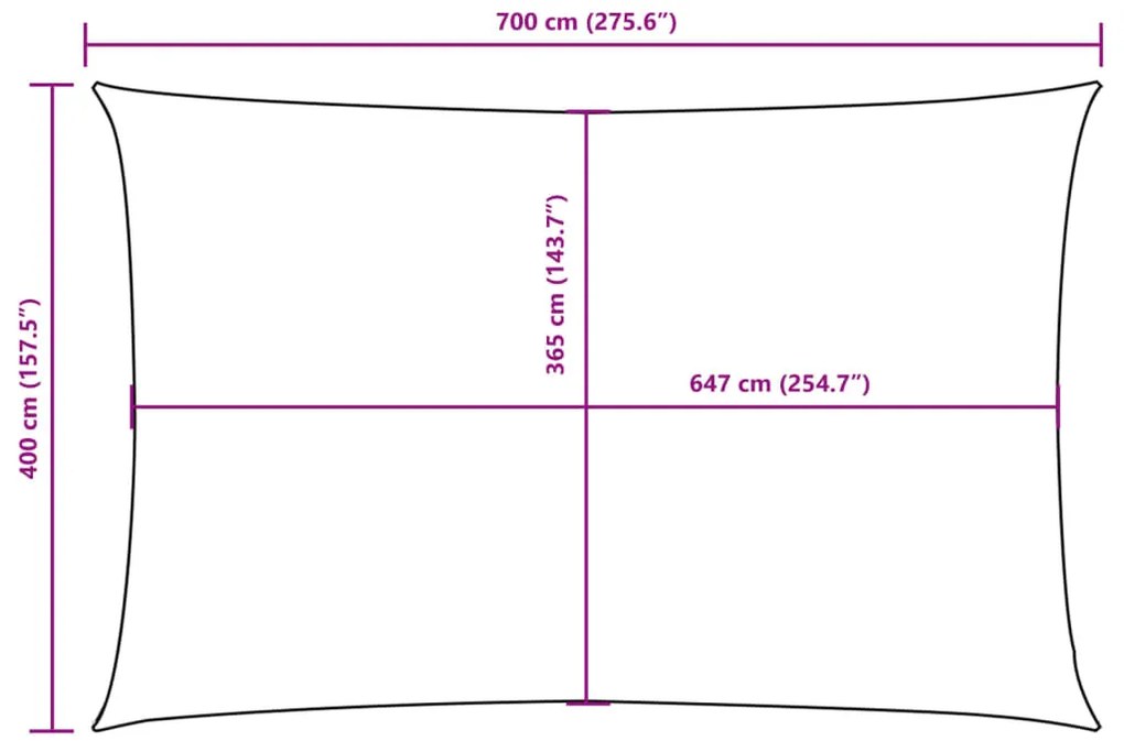 Para-sol estilo vela tecido oxford retangular 4x7 m bege