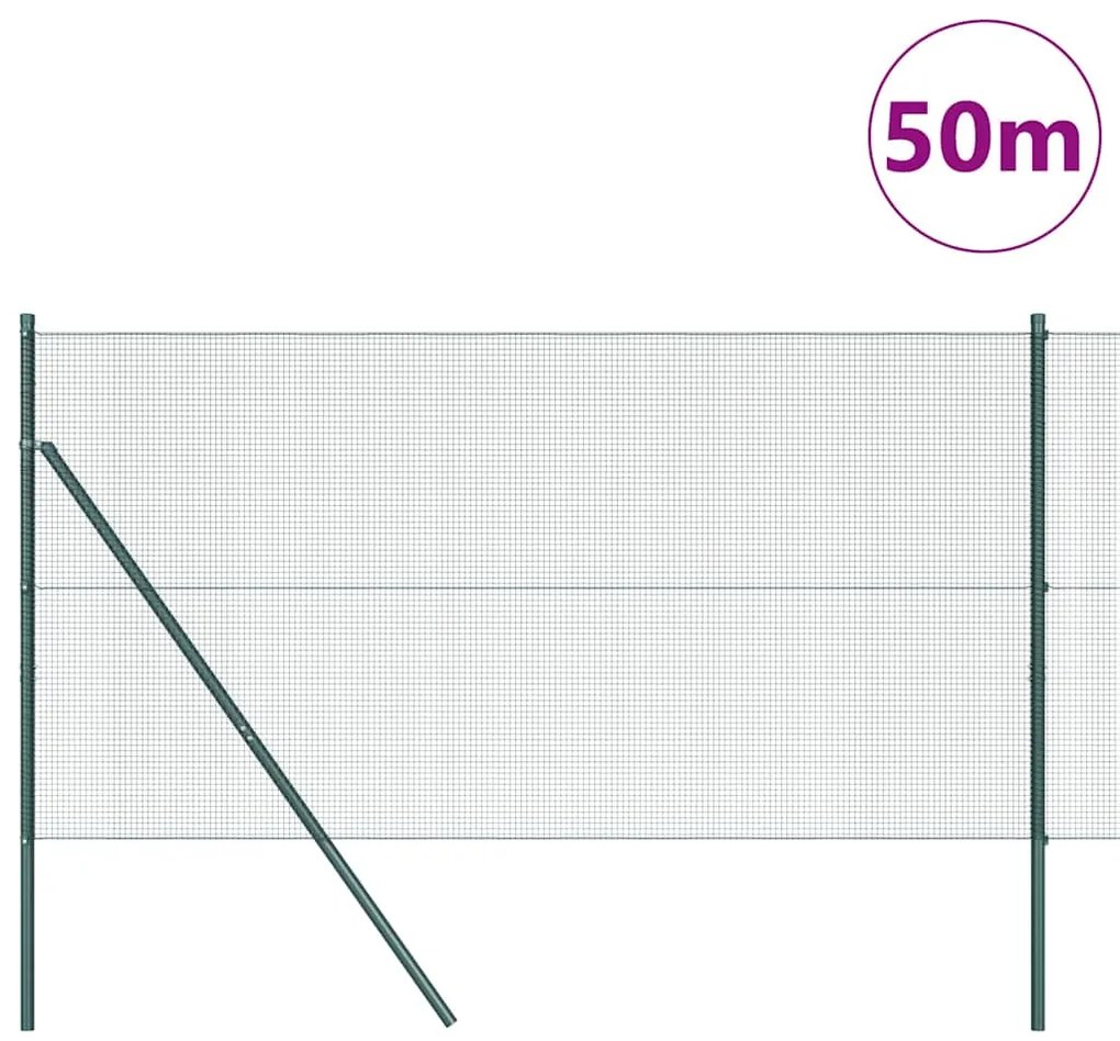 Cerca de Arame Soldado com 13 Postes Verde 1.4x50 m Aço
