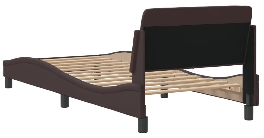 Estrutura de cama sem colchão 90x200 cm tecido castanho-escuro
