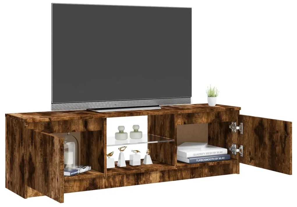 Móvel de TV com luzes LED 120x30x35,5 cm carvalho fumado