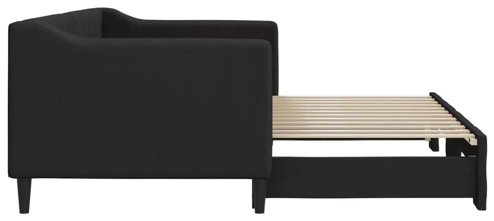 Sofá-cama com gavetão 80x200 cm tecido preto