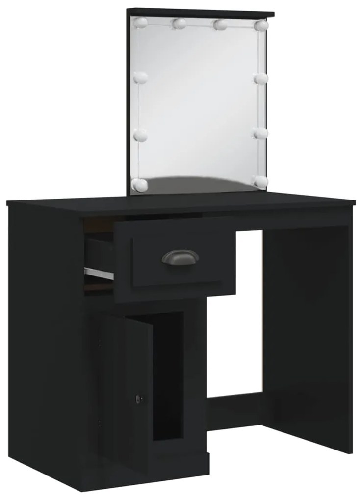 Toucador com luzes LED 90x42x132,5 cm preto