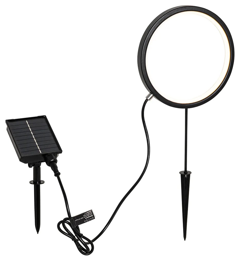 Luminária de jardim preta 50 cm com LED recarregável e solar IP65 - Adalind Design,Moderno