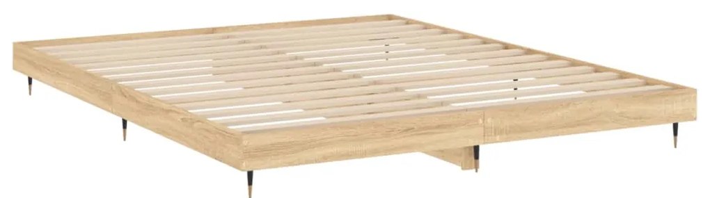 Estrutura de cama sem colchão 200x200 cm carvalho sonoma