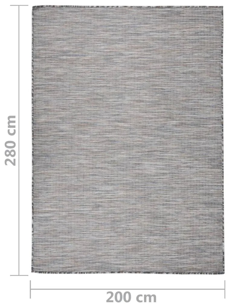 Tapete de tecido plano p/ exterior 200x280 cm castanho e azul