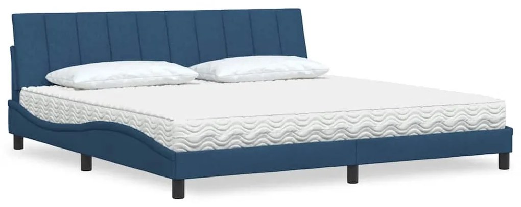 vidaXL Cama com colchão 200x200 cm tecido azul