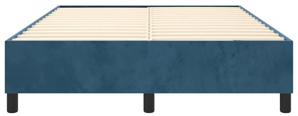 Estrutura de cama sem colchão 140x190 cm veludo azul-escuro