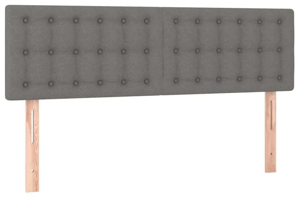 Cabeceira de cama c/luzes LED tecido 144x5x78/88cm cinza-escuro