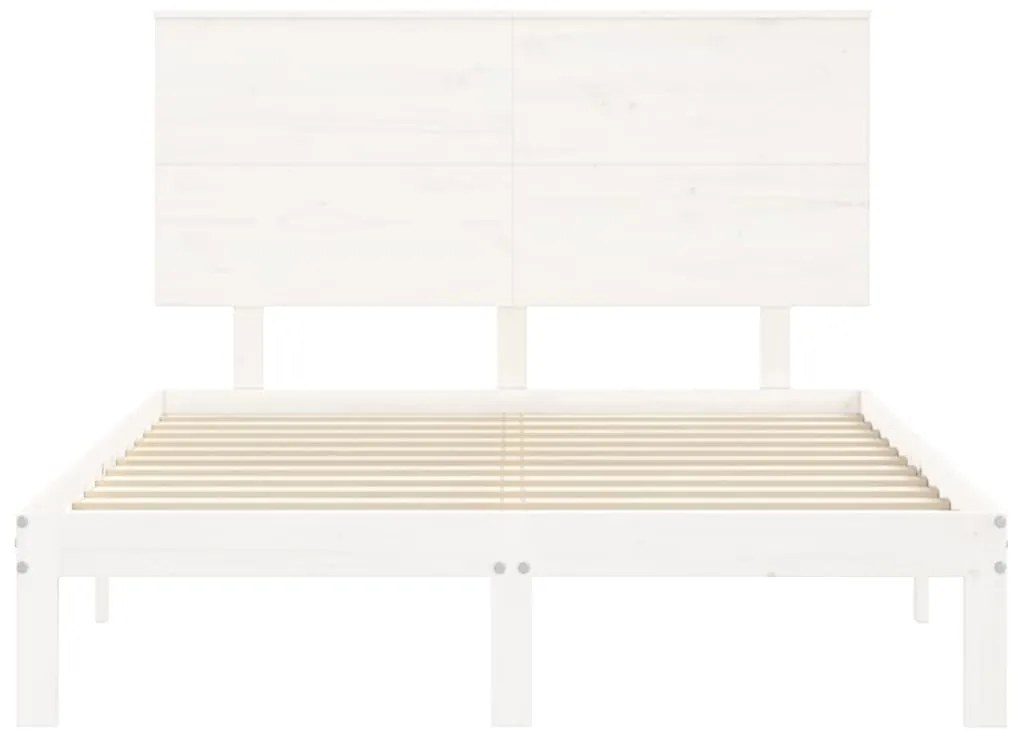 Cama sem colchão 140x200 cm madeira de pinho maciça branco