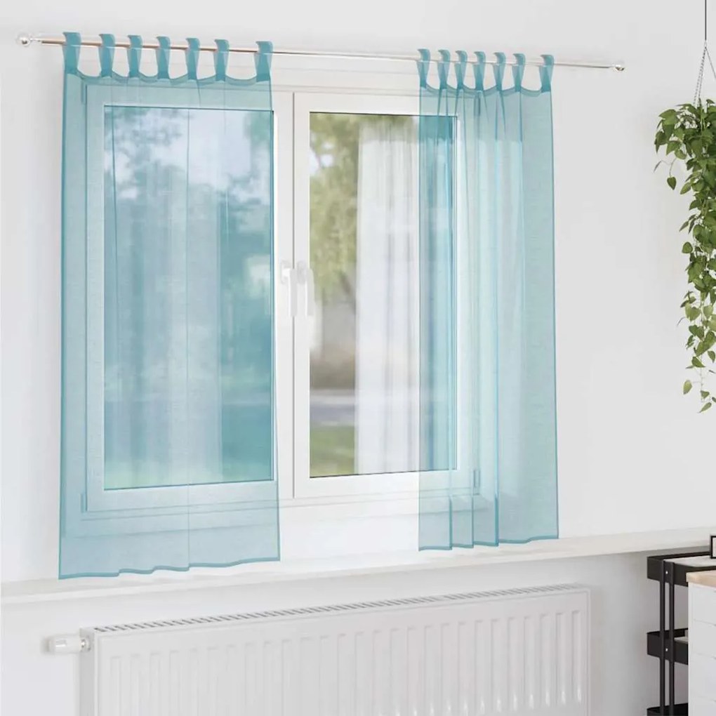 vidaXL Cortinas de voile com laços 2 pcs turquesa 140x175 cm
