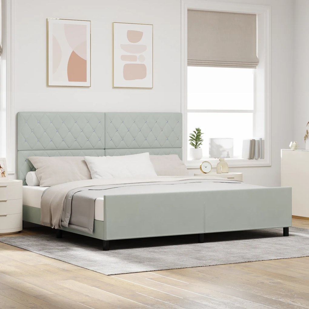 Cama vidaXL Cinza Claro 200x200 cm Veludo