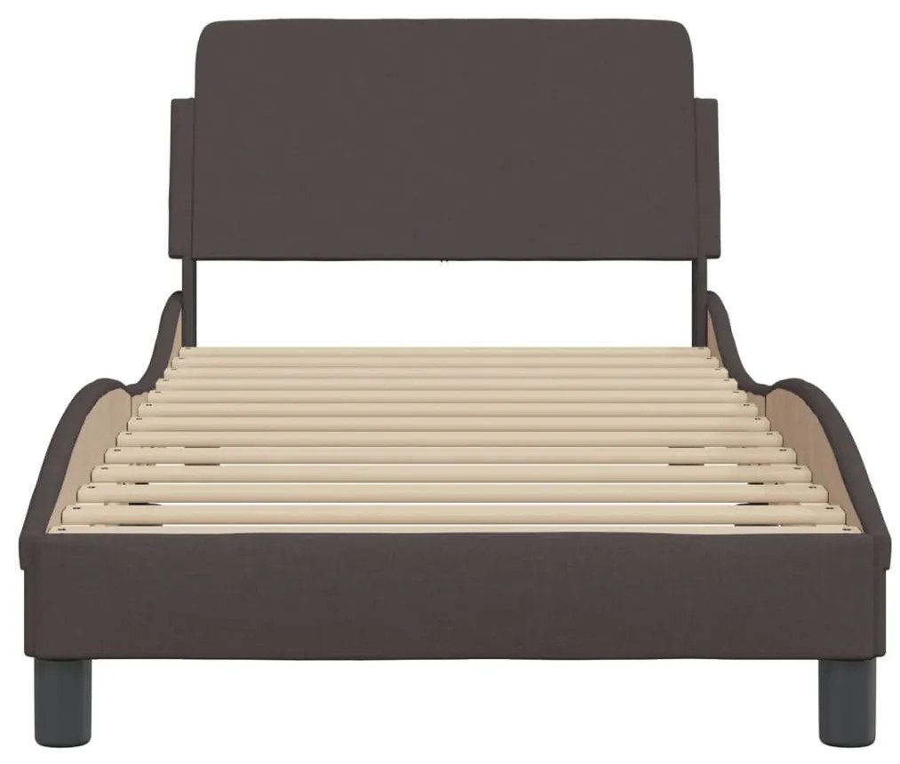 Estrutura de cama sem colchão 80x200 cm tecido castanho-escuro