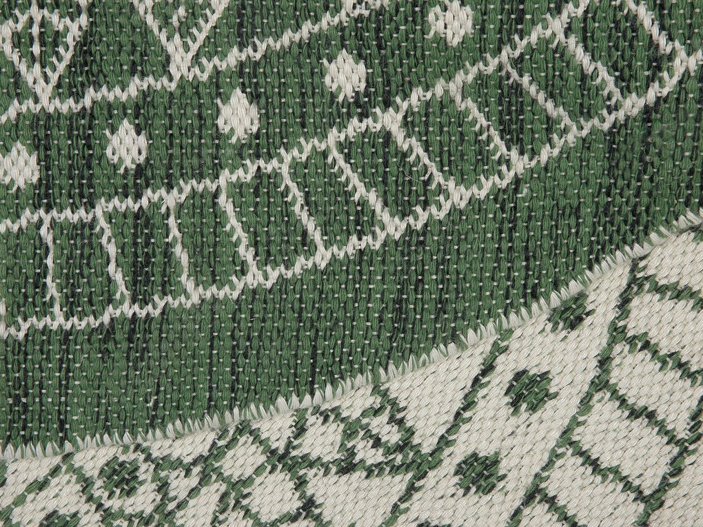 Tapete de área redondo reversível verde e branco ⌀ 140 cm YALAK Beliani