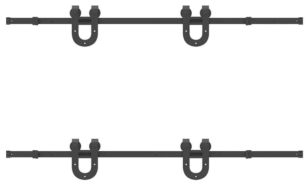 Kit de ferragens para porta deslizante 183 cm aço preto