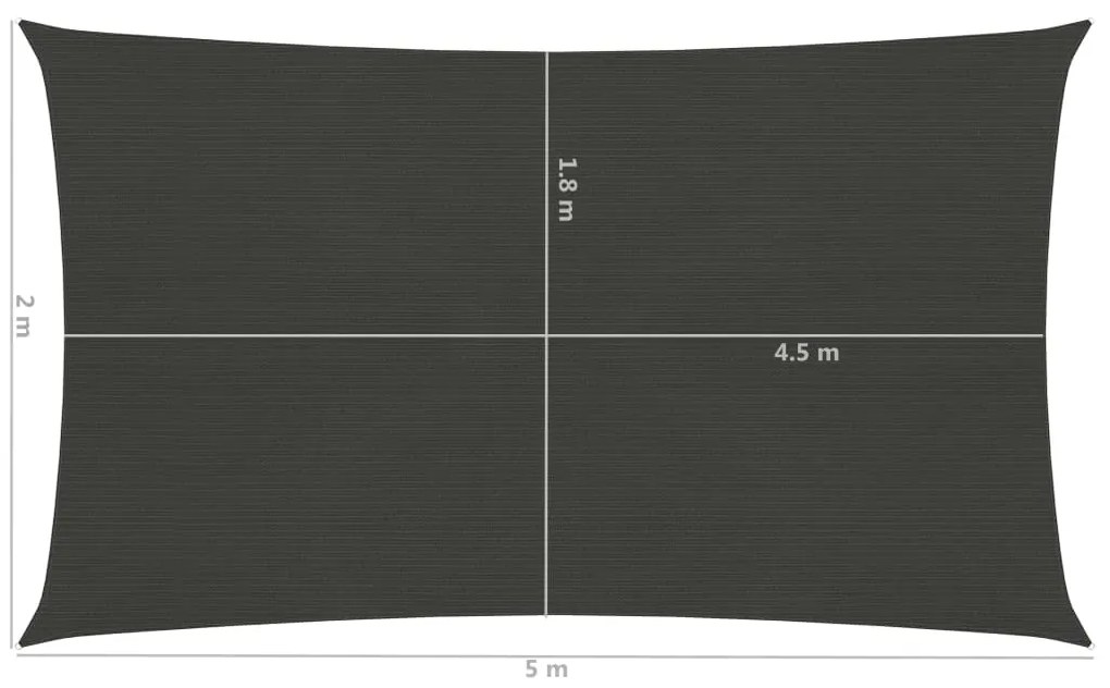 Para-sol estilo vela 160 g/m² 2x5 m PEAD antracite