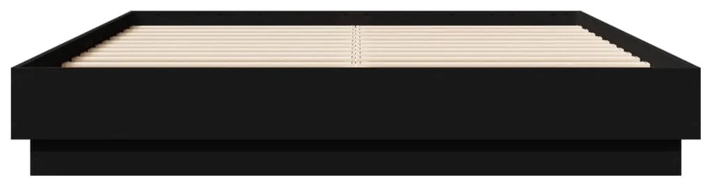 Estrutura de cama com luzes LED 160x200 cm preto