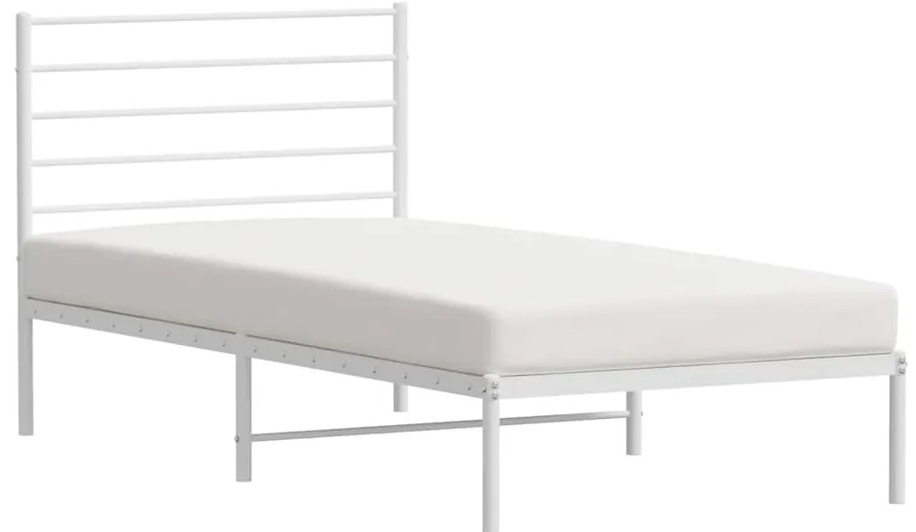 Estrutura de cama com cabeceira 100x190 cm metal branco