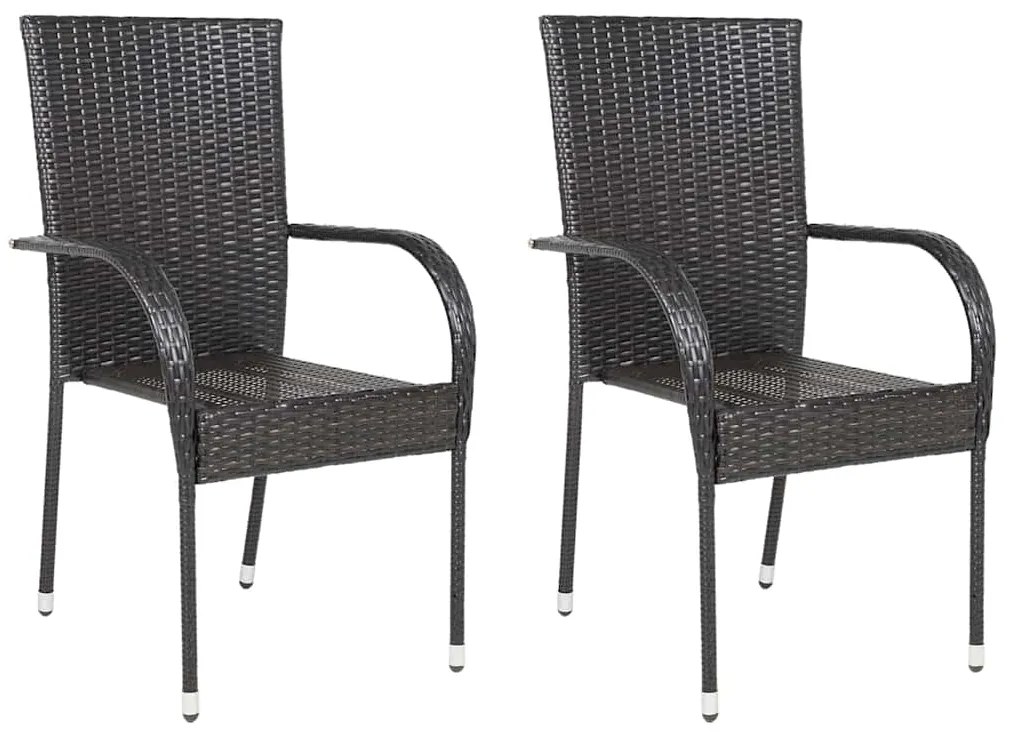 Cadeiras de exterior empilháveis 2 pcs vime PE castanho