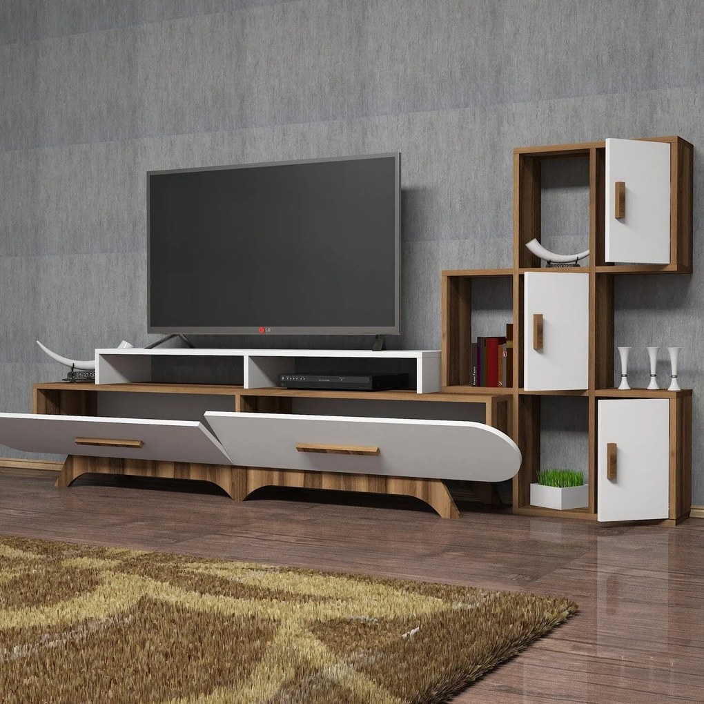 **** Móvel TV Flora – Nogueira e Branco – 205 x 50 x 36,8 cm

**