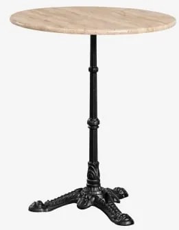Mesa De Bar Redonda Ø60cm Em Pedra Natural Azteca Travertino - Preto - Sklum