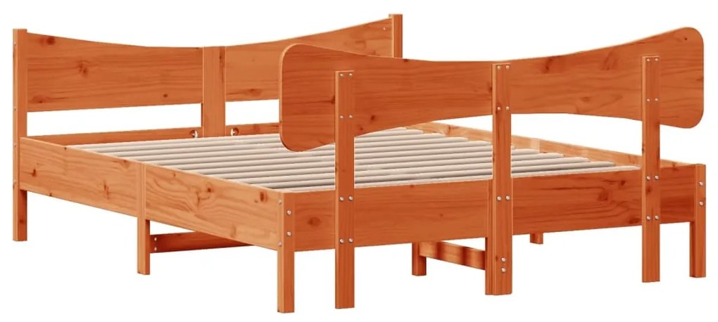 Cama sem colchão 160x200 cm madeira pinho maciço castanho-mel