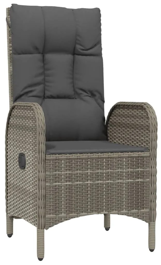 3 pcs conjunto lounge de jardim c/ almofadões vime PE cinzento