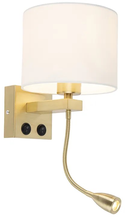 Candeeiro de parede inteligente dourado com abajur branco incl. Wi-Fi A60 - Brescia