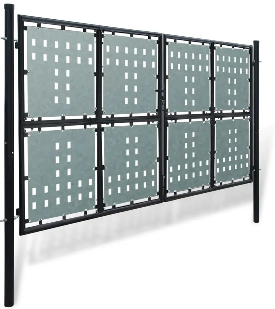 Portão de cerca com porta única 300x200 cm preto