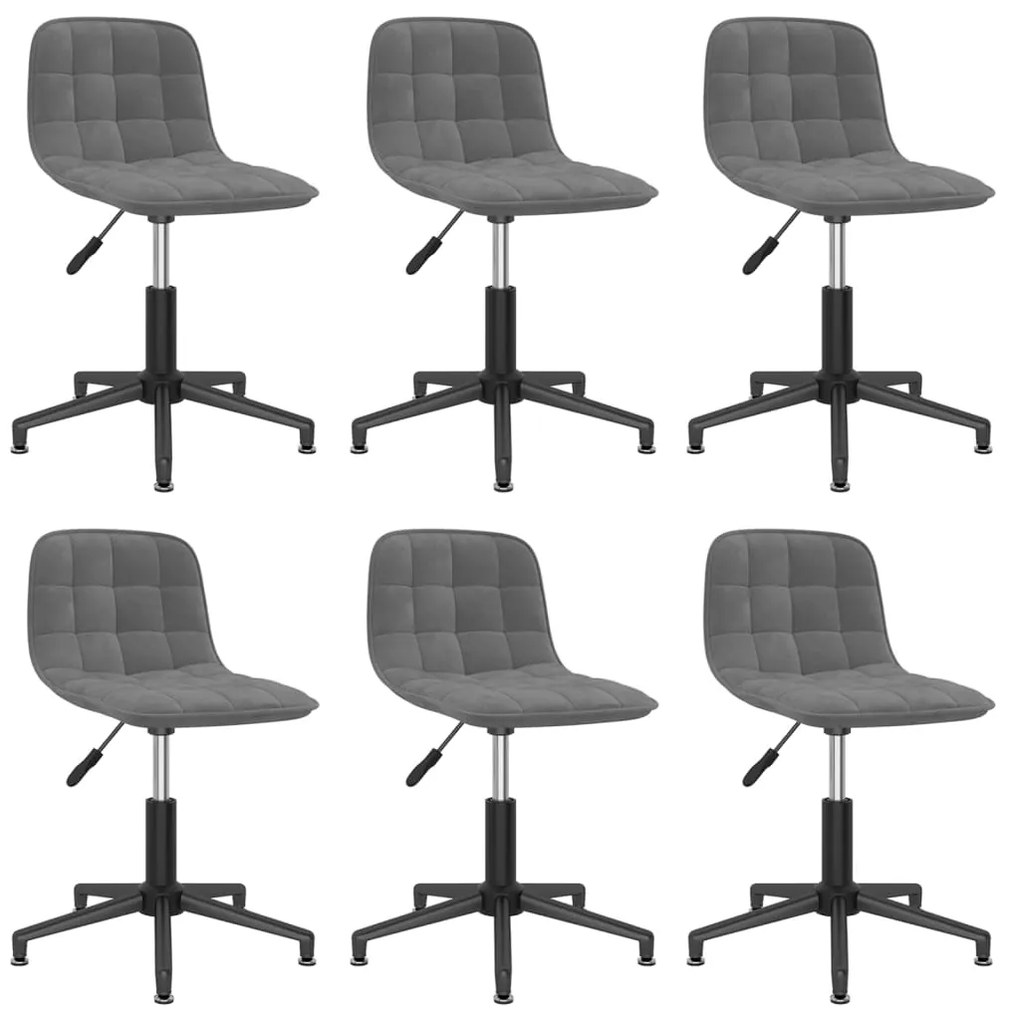 vidaXL Cadeiras de jantar giratórias 6 pcs veludo cinzento-escuro