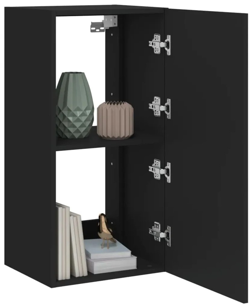 Móvel de parede para TV com luzes LED 40,5x35x80 cm preto