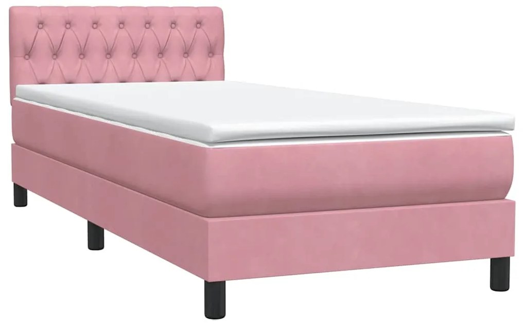 Cama com molas/colchão 100x220 cm veludo Rosa