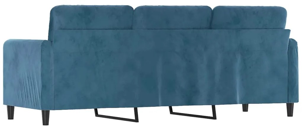 Sofá de 3 lugares 180 cm veludo azul