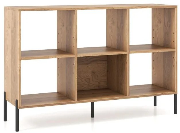 Estante de 3 níveis com prateleiras ajustáveis ​​e armário de exposição aberto - marrom rústico