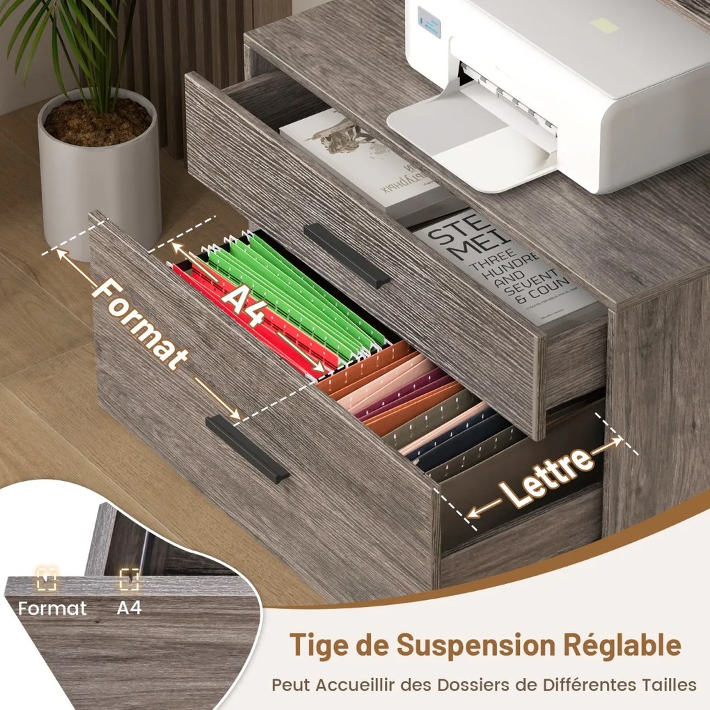 Cadeira de escritório estofada com encosto e assento duplos acolchoados - bege