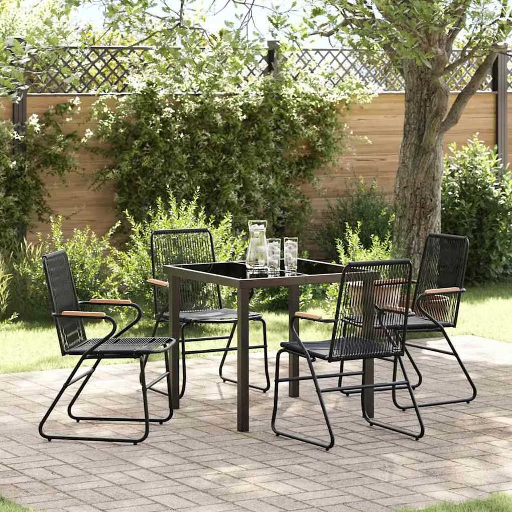 vidaXL Conjunto de Jantar de Jardim 5 Peças Preto em PVC Rattan