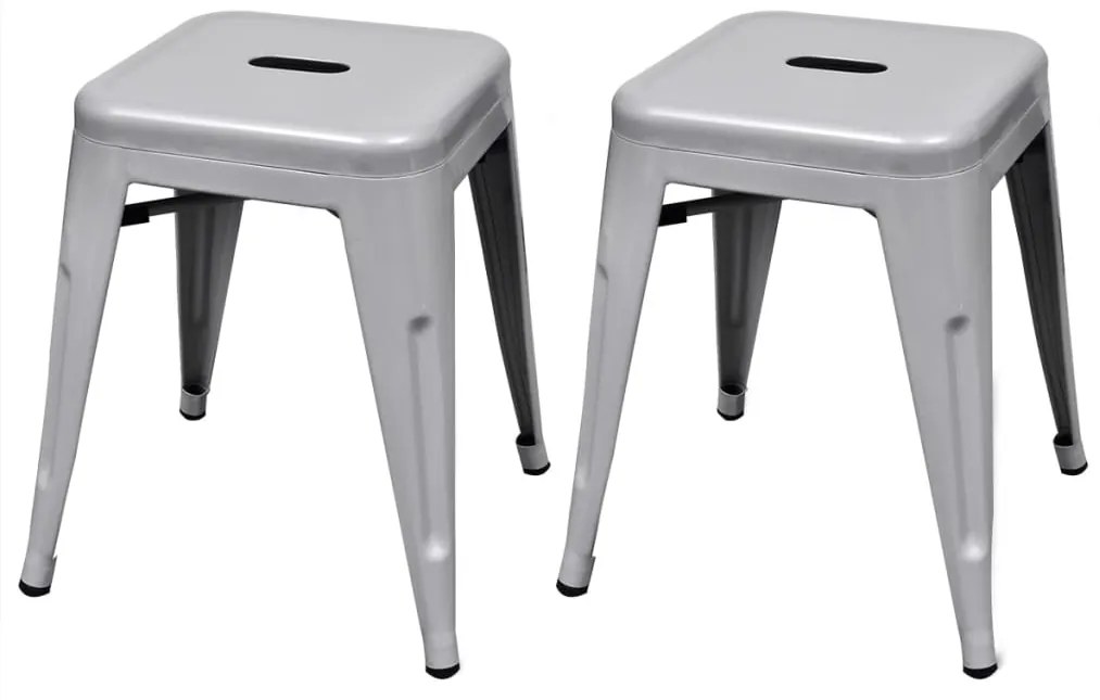 vidaXL Bancos empilháveis 2 pcs metal cinzento