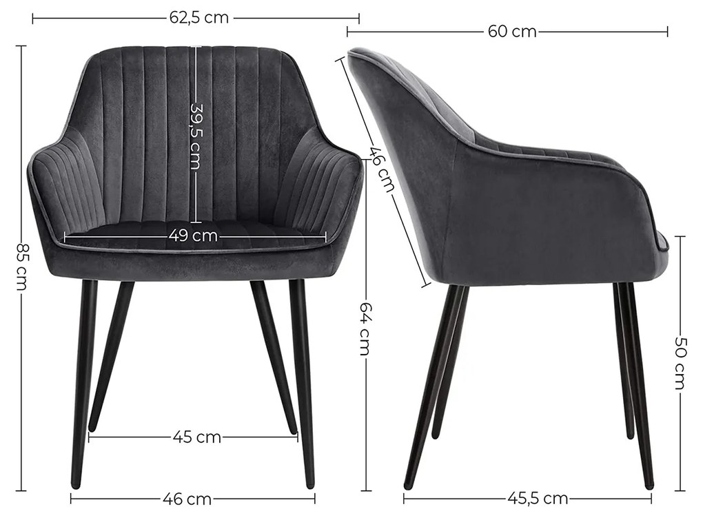 Conjunto de 4 cadeiras de jantar cinzentas