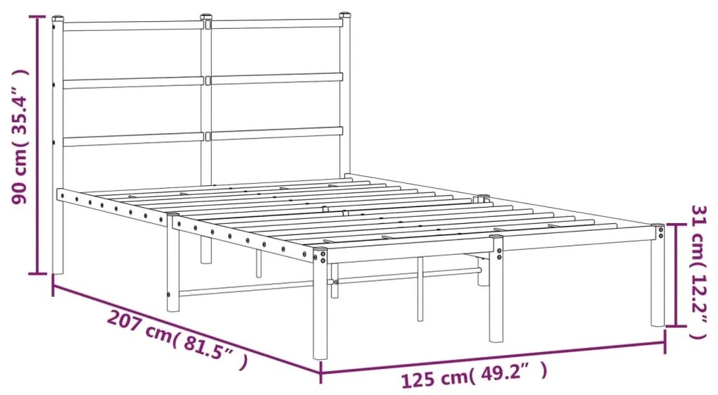 Estrutura de cama com cabeceira 120x200 cm metal branco