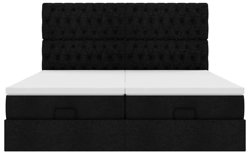 63 / 5,000vidaXL Estrutura de cama otomana com colchões tecido preto