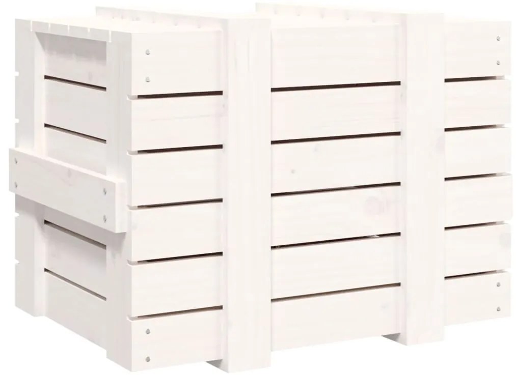 Caixa de arrumação 58x40,5x42 madeira de pinho maciça branco