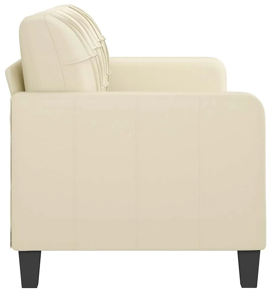 Sofá de 3 lugares 180 cm couro artificial cor creme