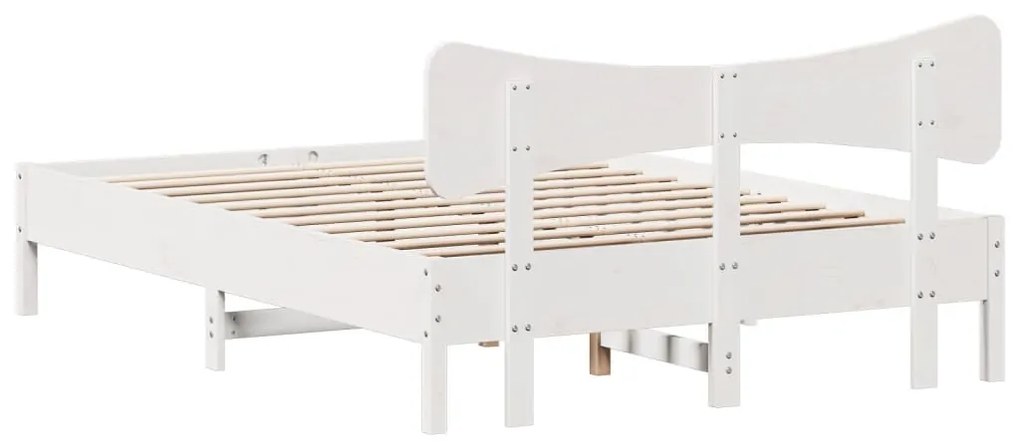 Cama sem colchão 135x190 cm madeira de pinho maciça branco
