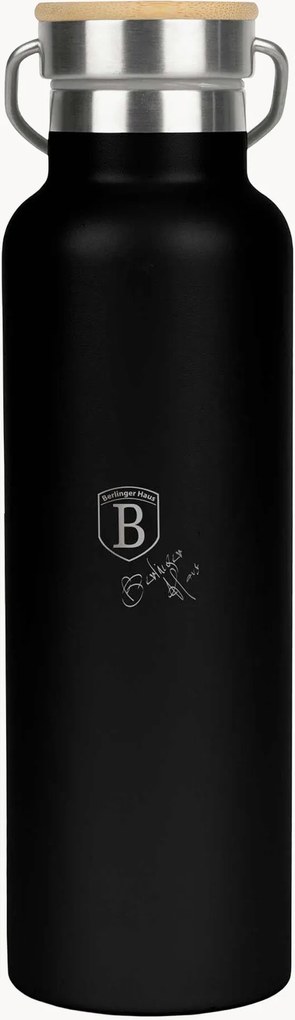 Garrafa térmica com tampa em bambu