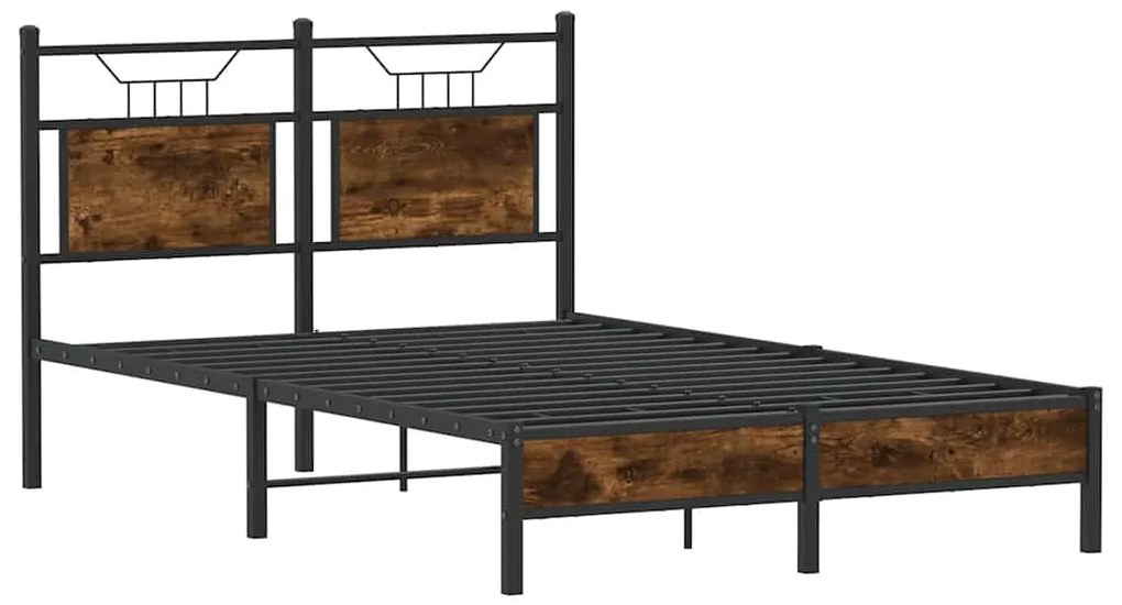 Estrutura de cama s/ colchão derivados madeira carvalho fumado