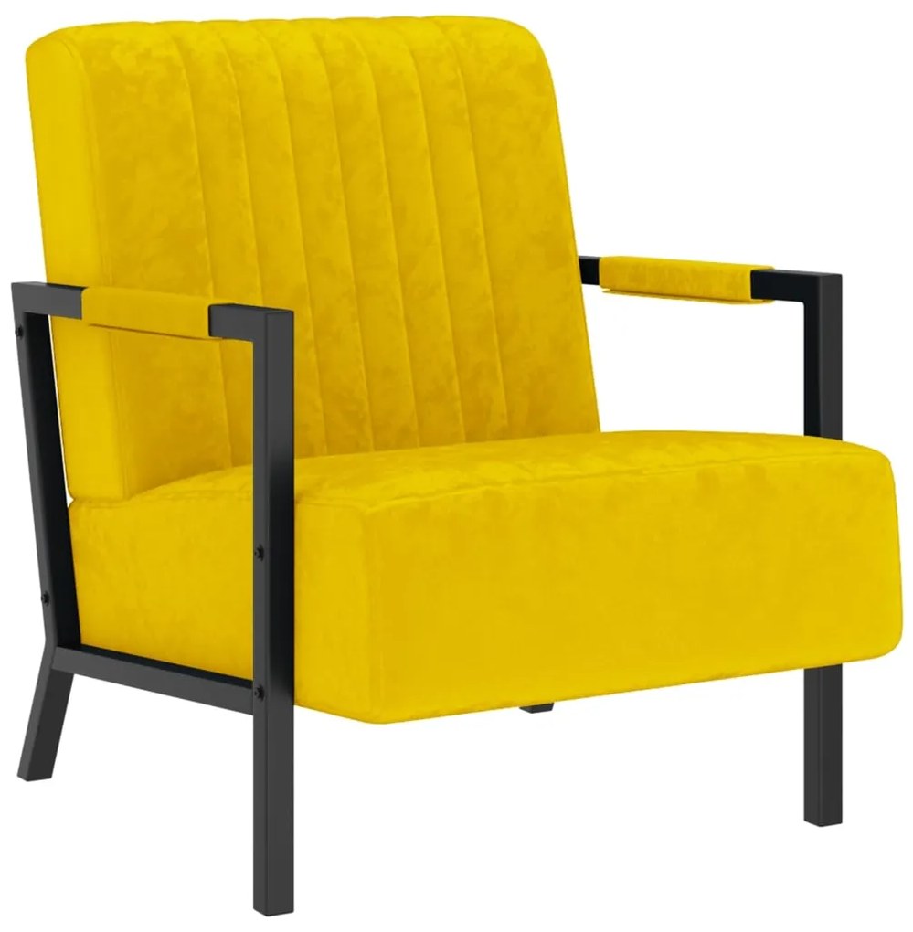vidaXL Poltrona em veludo amarelo mostarda
