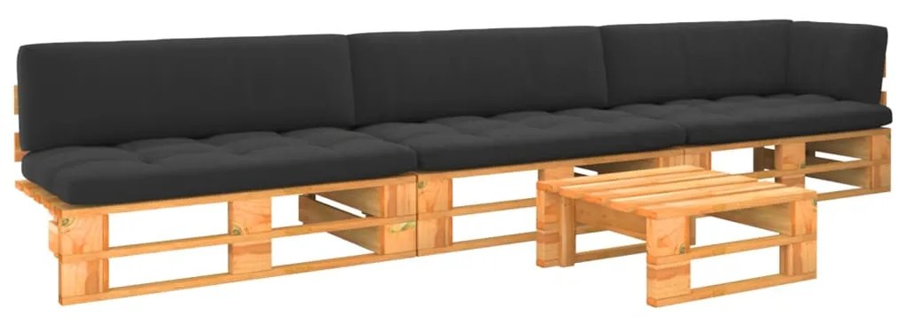 4 pcs conjunto lounge paletes pinho impregnado castanho mel