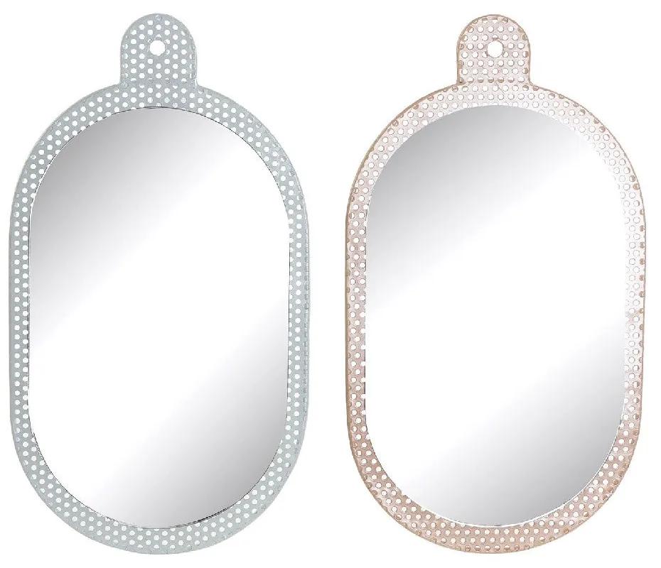 Espelho de parede DKD Home Decor Branco Cor de Rosa Metal Cristal (2 pcs) (22 x 1.5 x 40 cm)