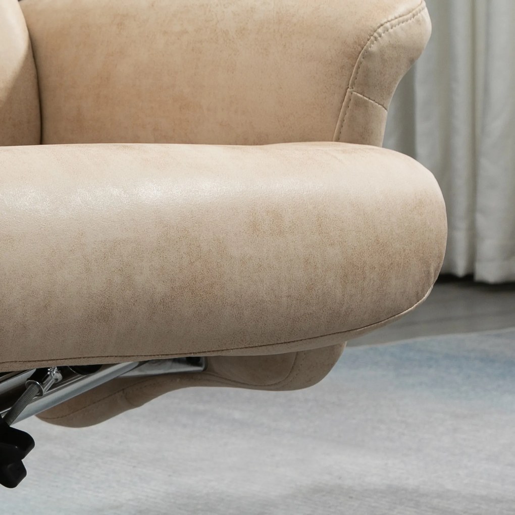 HOMCOM Poltrona Relax com Apoio para os Pés Poltrona Reclinável até 135° e Giratória 360° com Encosto Ajustável para Sala de Estar Escritório 78x83x103cm Bege