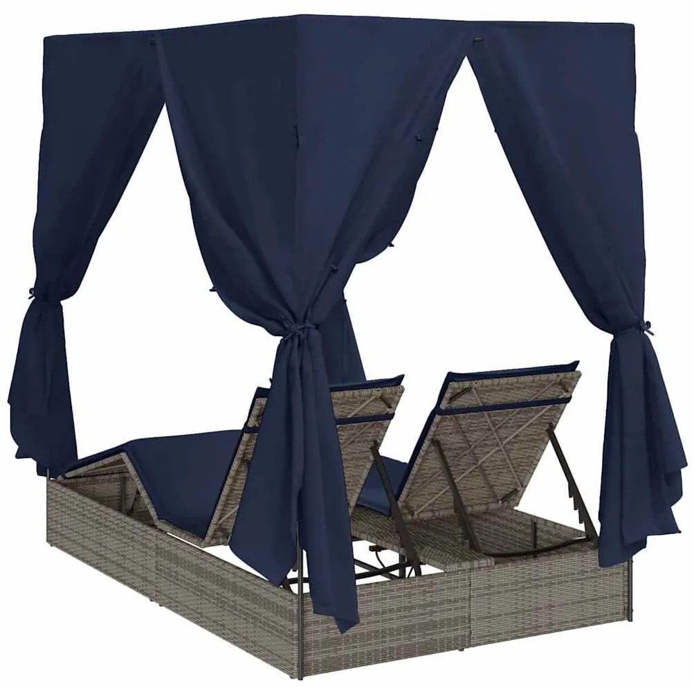 Cama Dupla de Sol Cinzeto Grande Vime &amp; Almofadas de Poliéster